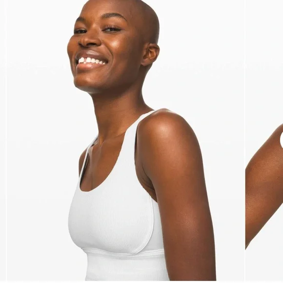 NWT 🍋 Lululemon White Energy Bra Long Line Rib Size